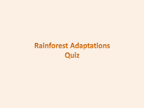 Rain Forest Animal Adaptations Quiz Teaching Resources