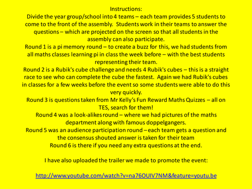 Maths Assembly Fun Quiz - Puzzles and Challenges