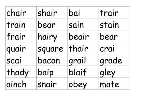 Buried Treasure words and board