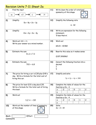 grade 1 worksheets term 7 maths Level 5 sheets Revision 7 HolyheadSchool Teaching   by