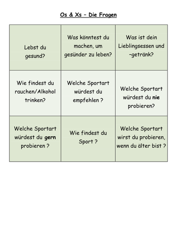 KS4 German Freizeit Gesundheit modals/Q&A