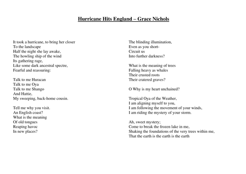 Year 8 Poetry (Nature and Place) SoW - Lesson 2