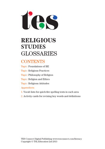 Religious studies glossaries