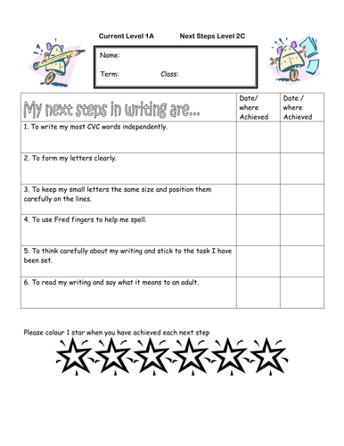 LITERACY APP Targets going from 1 level to another