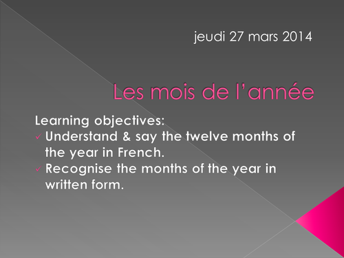 Les mois de l'année