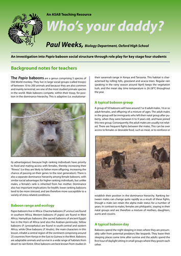 Animal Behaviour: Who's your daddy? | Teaching Resources