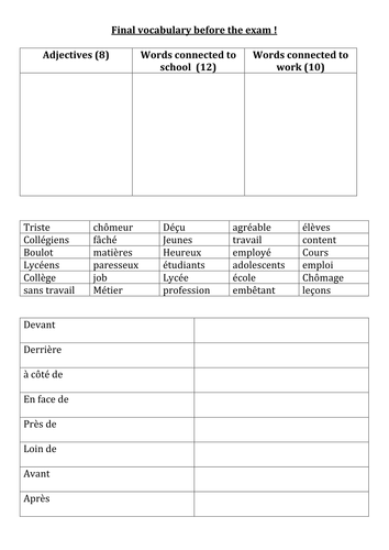 year 11 revision activities part 2 teaching resources