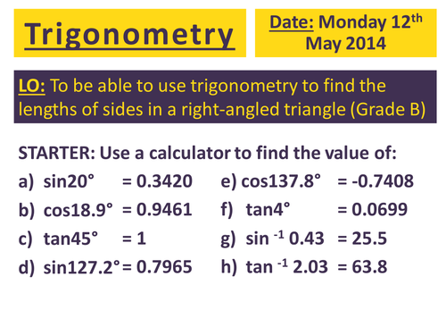 KS4 Trigonometry Lesson | Teaching Resources