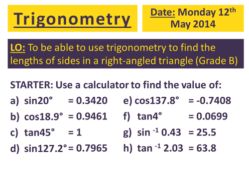 KS4 Trigonometry Lesson