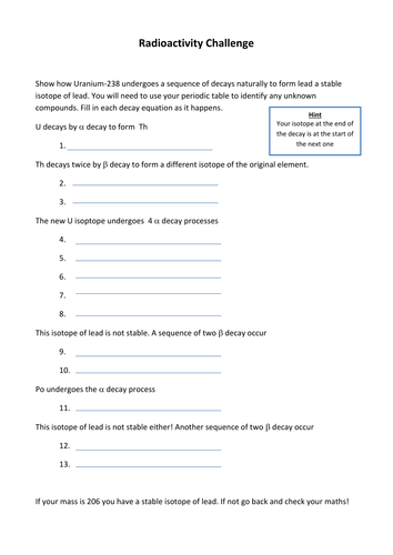 Radioactive Decay challenge | Teaching Resources