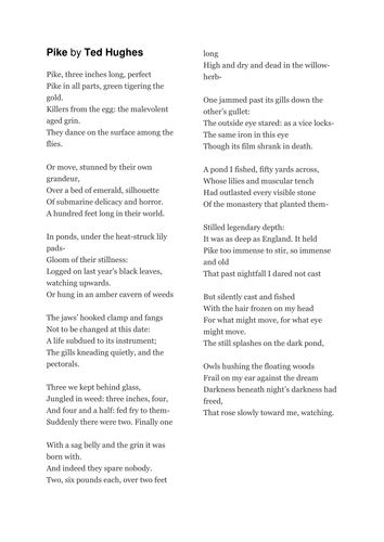 Year 8 Poetry (Nature and Place) SoW - Lesson 7