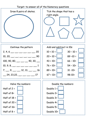 Year 1 Numeracy revision document