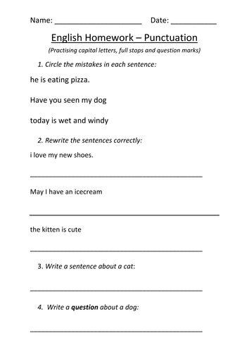 Punctuation- Full stops, Capitals, question marks | Teaching Resources
