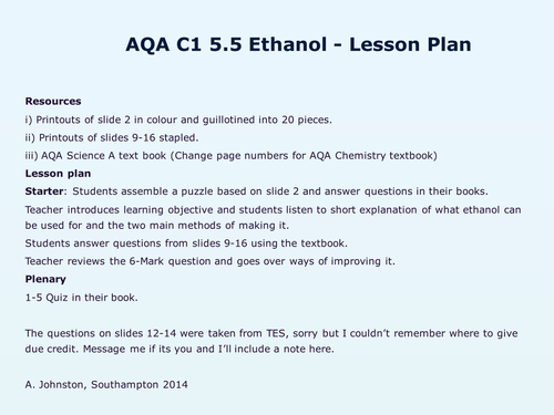 AQA C1-5.5-Ethanol