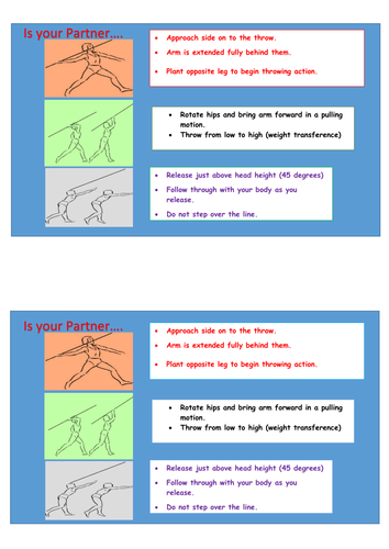 Javelin peer assessment cards