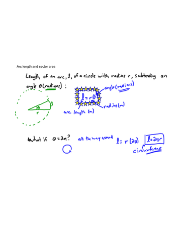 Trigonometry - Arc length and sector area