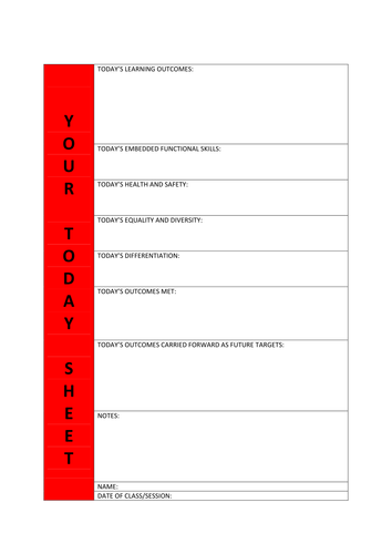 OUTCOMES - TODAY SHEET