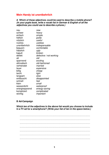 Describing your mobile phone