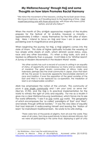 Islam -  Racial Harmony