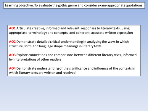 AQA Literature B Gothic Unit - Finding quotes