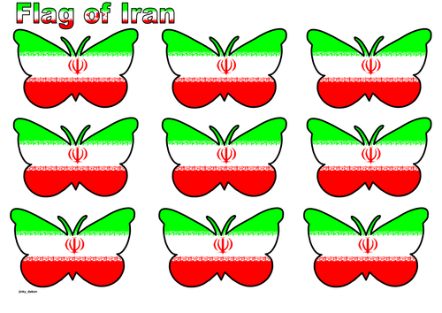 Butterfly Themed Flag of Iran