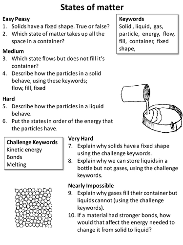 States of Matter differentiated worksheet | Teaching Resources