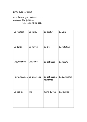 Hobbies role play and lotto game