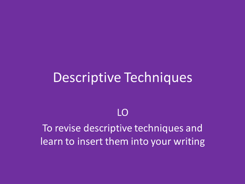 Descriptive techniques