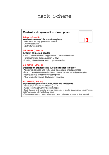 Year 7: Descriptive Writing SoW - Lesson 12