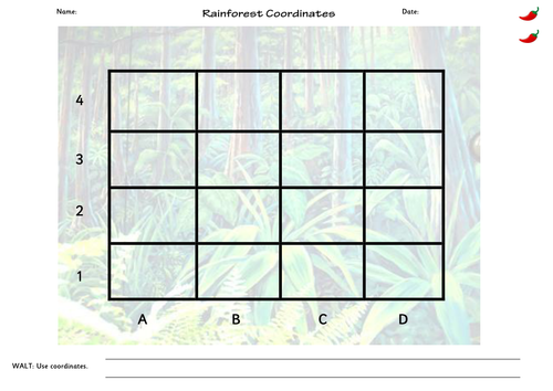 Rainforest Coordinates - slides, and sheets