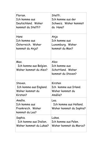 Countries loop cards