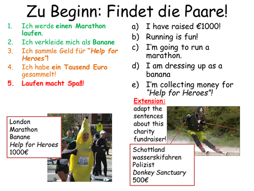 KS4 German Charity Sporting Event starter