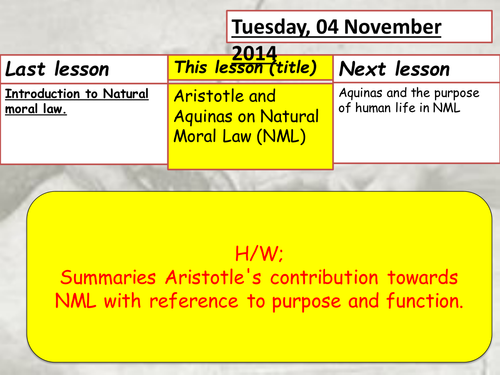 Intro to Natural Moral Law Aristotle/Aquinas