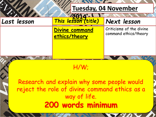 Divine Command Ethics/Theory