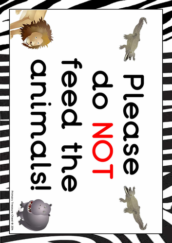 Signs/posters  for a Zoo role play