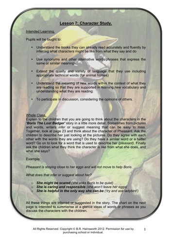 Boris the Lost Badger-Characters