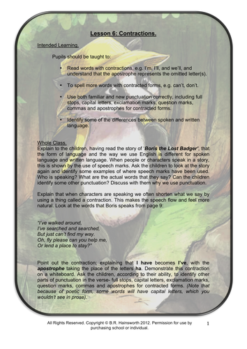 Boris the Lost Badger-Contractions