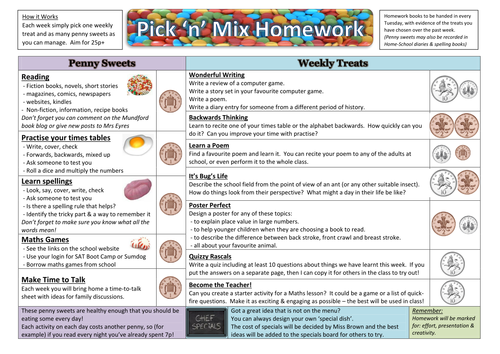 homework ideas for ks2