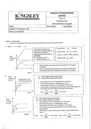 Rate of reaction worksheets | Teaching Resources