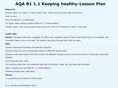 AQA-B1-1- Keeping healthy - Part 1