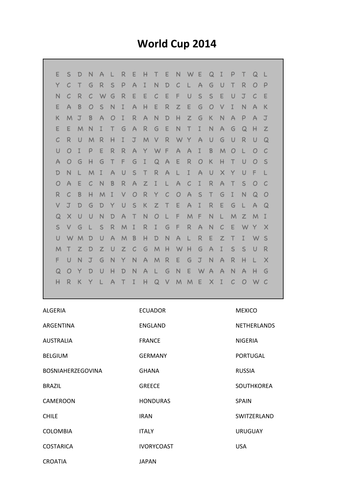 word cup finalists 2014 wordsearch
