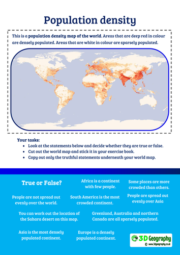 Population density worksheet | Teaching Resources