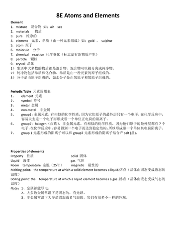 Science Keywords with Chinese Translations