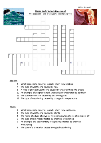 Rocks under attack crossword | Teaching Resources
