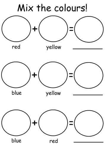 Simple Primary Colour Mixing Worksheet | Teaching Resources