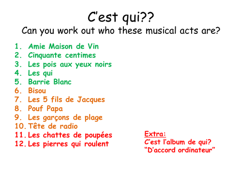 KS3/4 French music starter