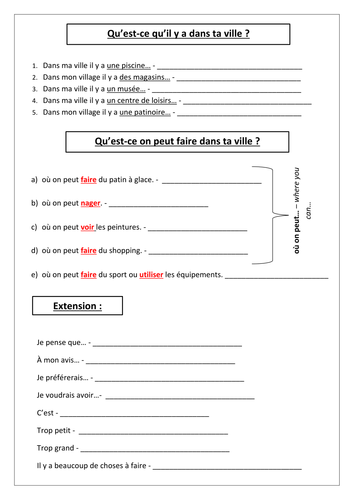 Dans ma ville il y a...