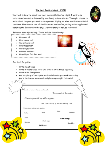 creative writing task the best bonfire night ever