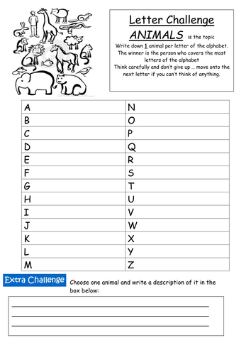 Name an animal alphabet task