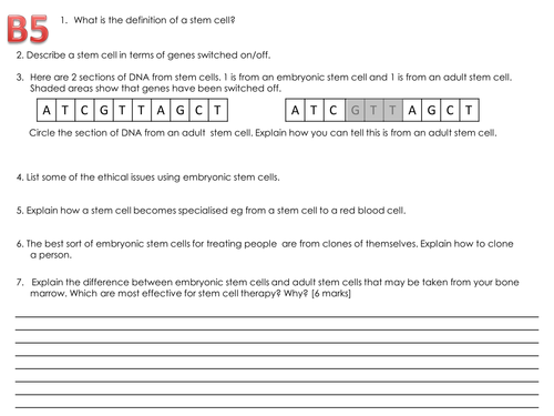 OCR C21st science B5 revision tasks